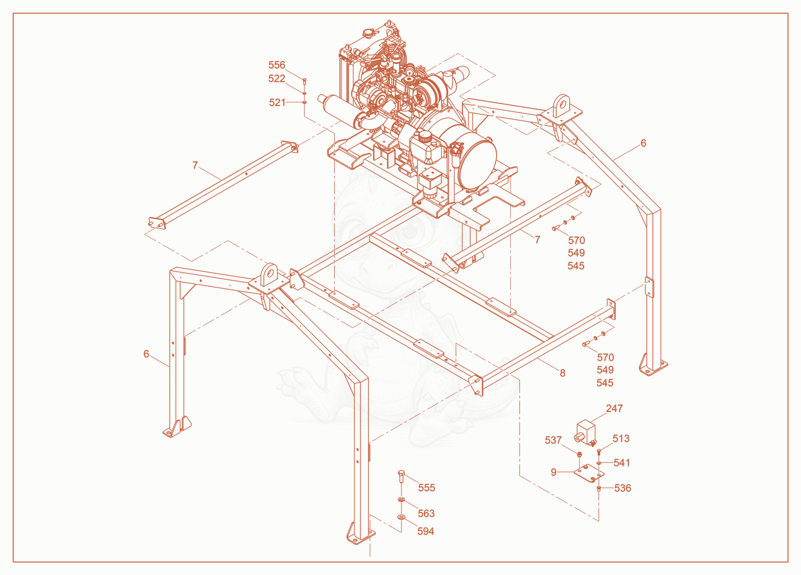 Exploded parts diagram of the Lifting Bail cpl. of a Wacker Neuson E1250P, with numbered balloons