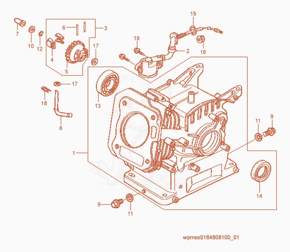 Despiece del Engine Block de una máquina Wacker Neuson CT36-5AEU, con globos numerados
