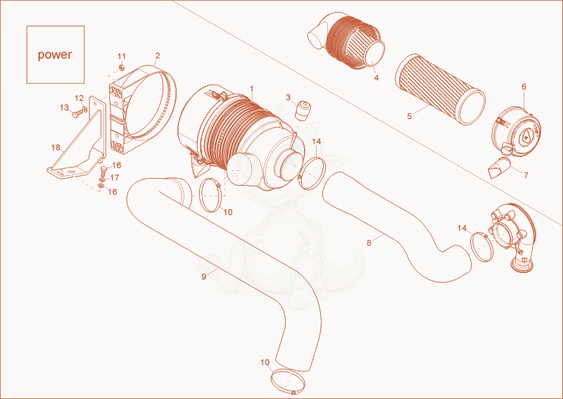 Exploded parts diagram of the AIR FILTER (Option) of a Wacker Neuson 6001, with numbered balloons