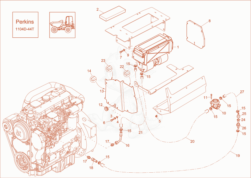 Despiece del CAB HEATING (OPTION) de una máquina Wacker Neuson DW60, con globos numerados