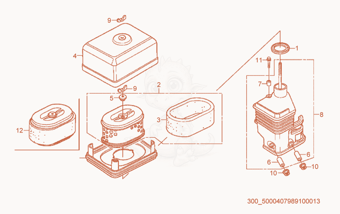 Exploded parts diagram of the Air Cleaner of a Wacker Neuson MP15A, with numbered balloons