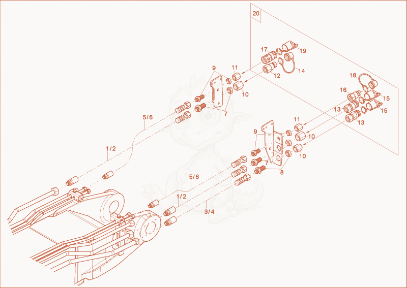 Exploded parts diagram of the DIPPER ARM INSTALLATION of a Wacker Neuson 14504, with numbered balloons