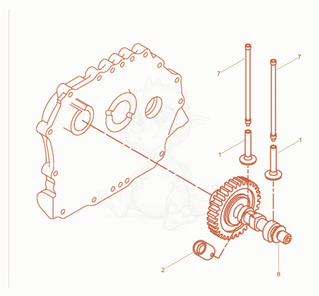Exploded parts diagram of the Camshaft of a Wacker Neuson RD10YEHFLRC, with numbered balloons