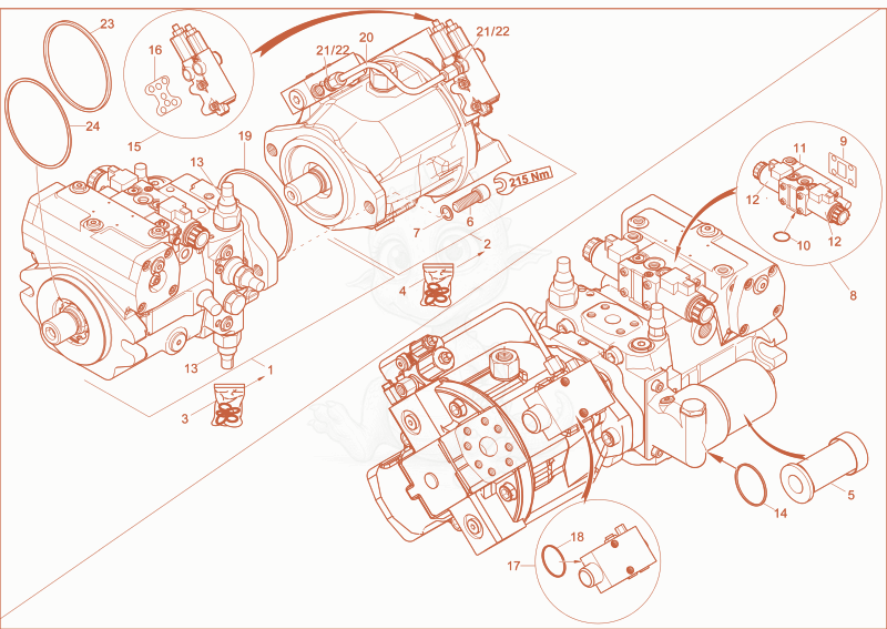 Exploded parts diagram of the HYDRAULIC PUMP PART 2 of a Wacker Neuson 9503, with numbered balloons