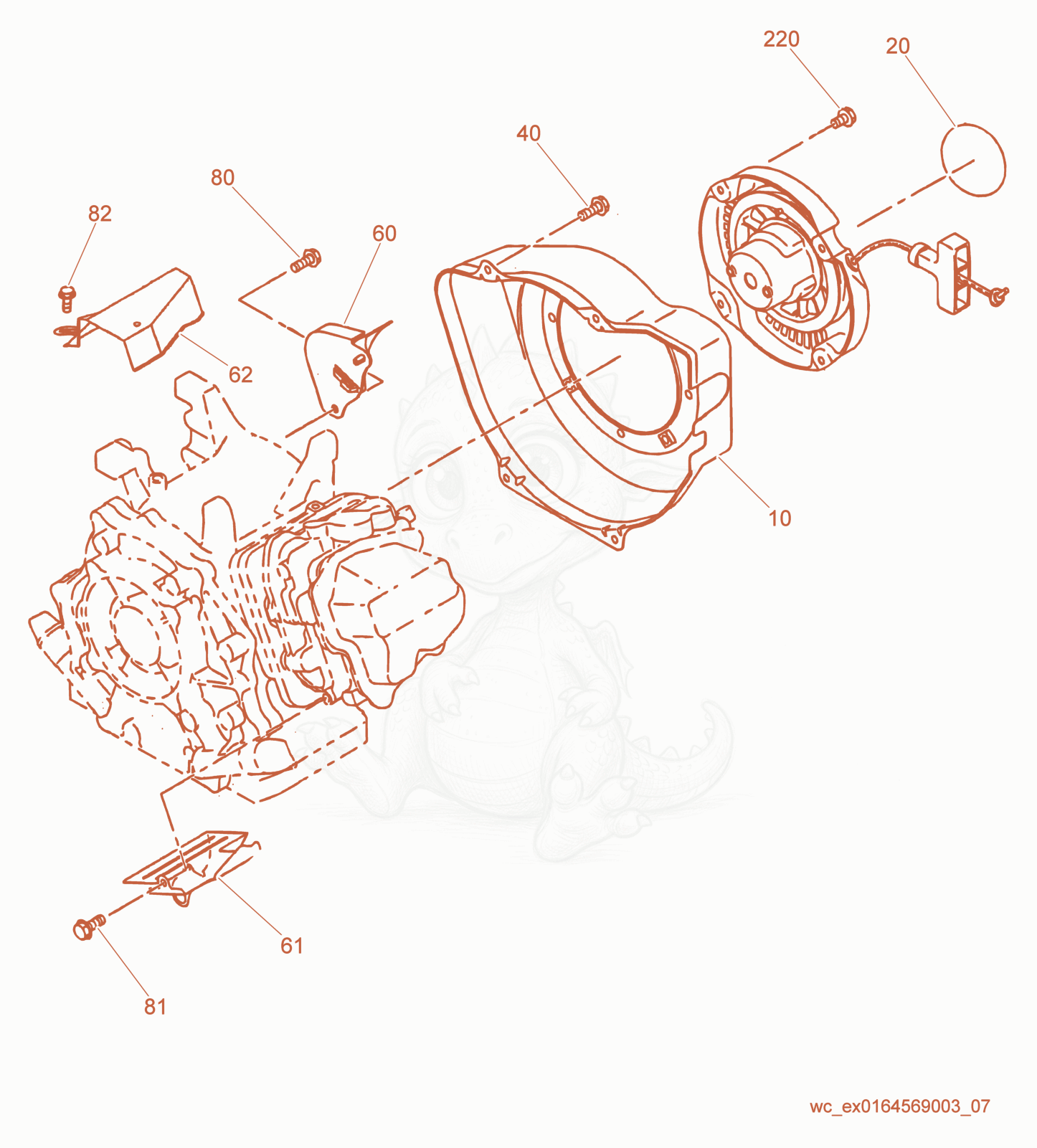 Exploded parts diagram of the Blower Housing of a Wacker Neuson GP4000, with numbered balloons