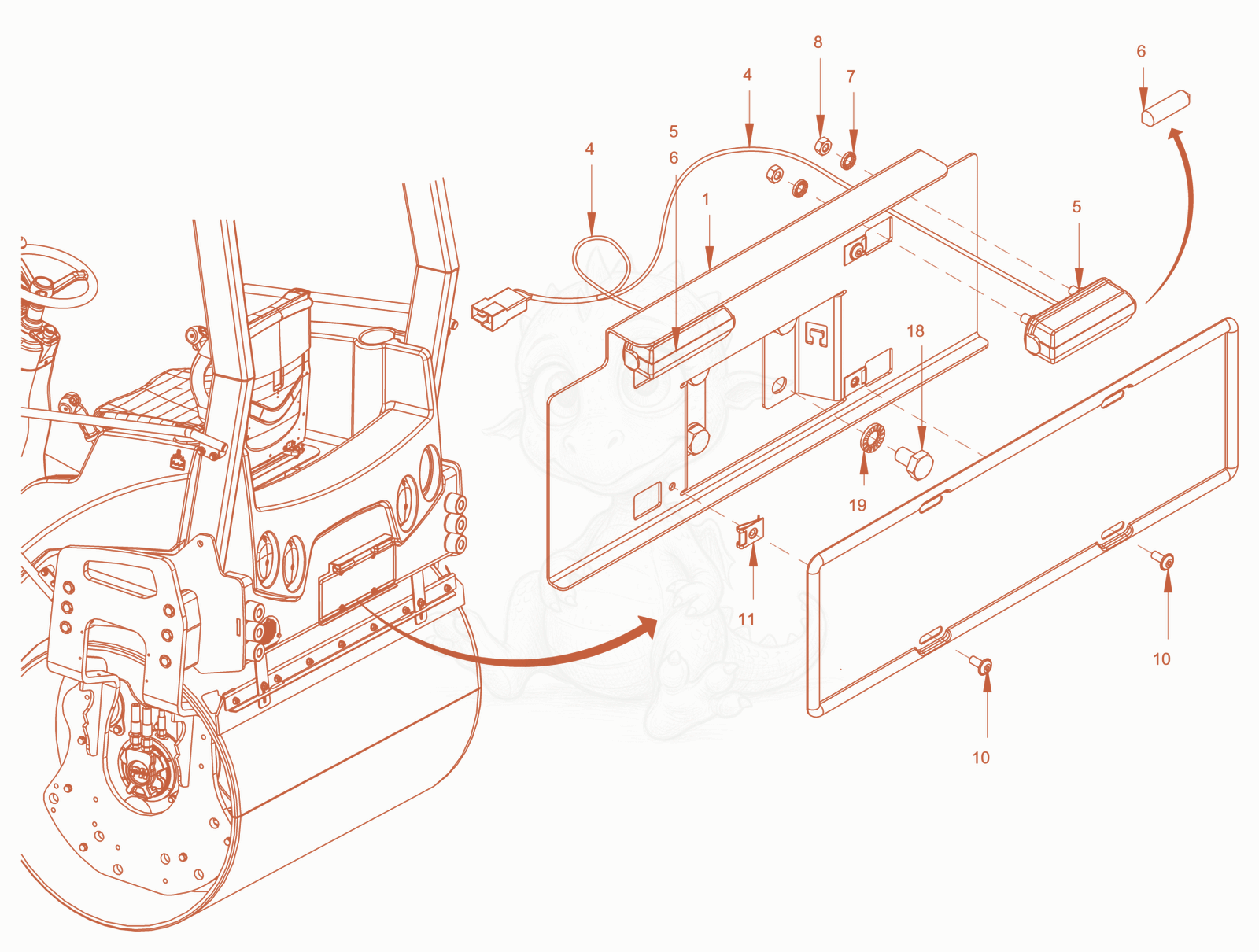 Exploded parts diagram of the homologation brazil of a Wacker Neuson RD24-100CUS, with numbered balloons