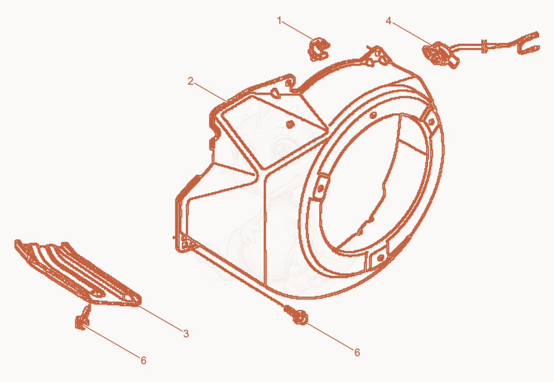 Exploded parts diagram of the Fan hood of a Wacker Neuson BPU3545A, with numbered balloons