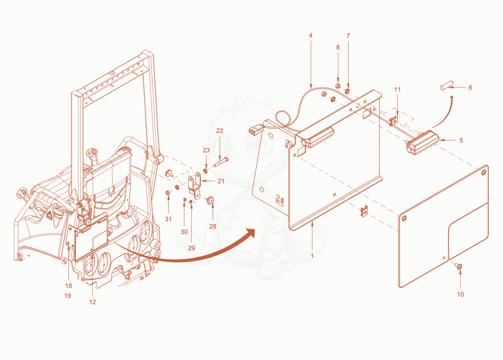 Exploded parts diagram of the homologation russia of a Wacker Neuson RD18-100, with numbered balloons