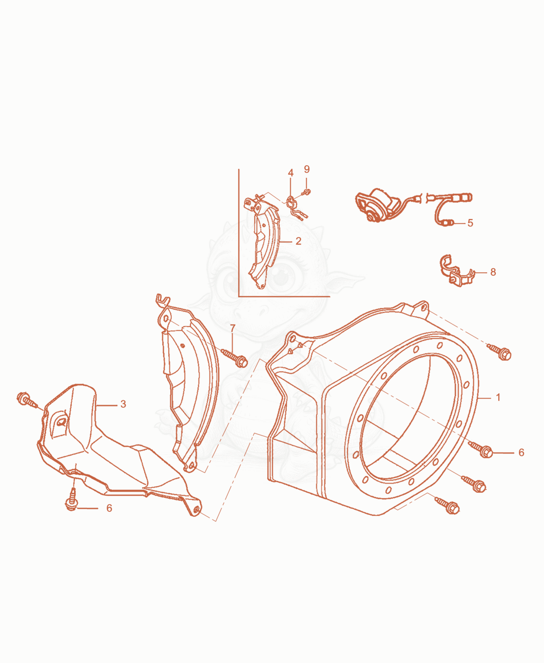 Exploded parts diagram of the Blower Housing of a Wacker Neuson VPH70, with numbered balloons