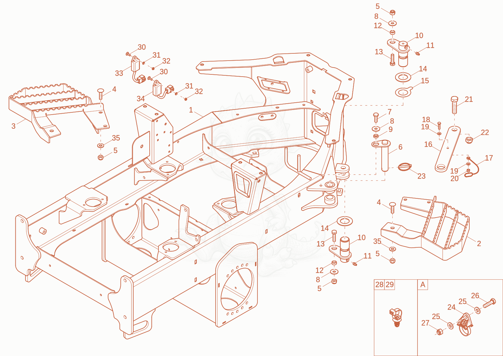 Exploded parts diagram of the Rear CHÂSSIS of a Wacker Neuson DW15, with numbered balloons
