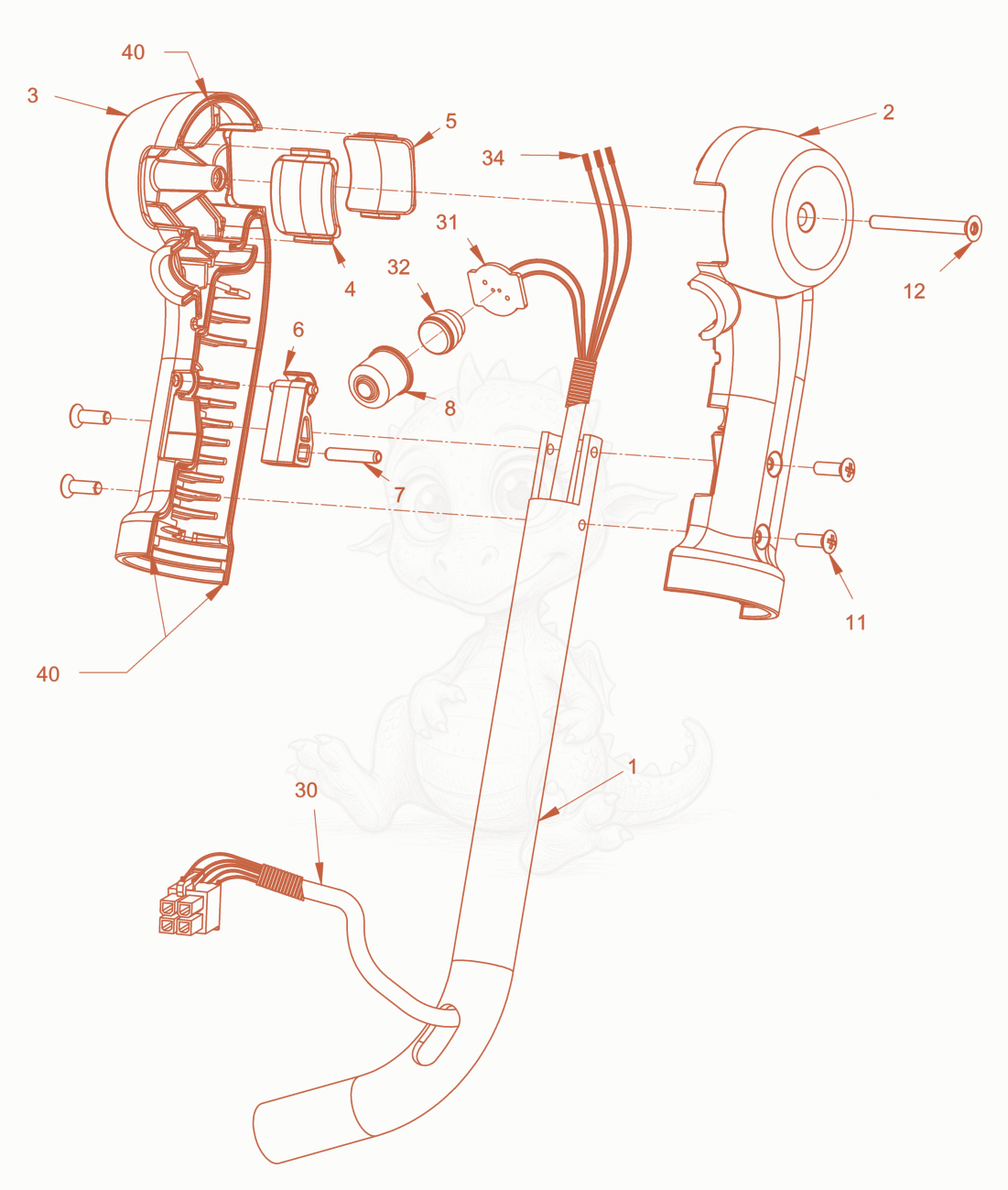 Exploded parts diagram of the electrical system of a Wacker Neuson RD18-100.3, with numbered balloons