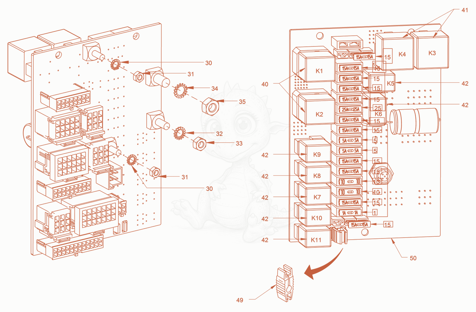 Exploded parts diagram of the electrical system of a Wacker Neuson RD24-100C, with numbered balloons