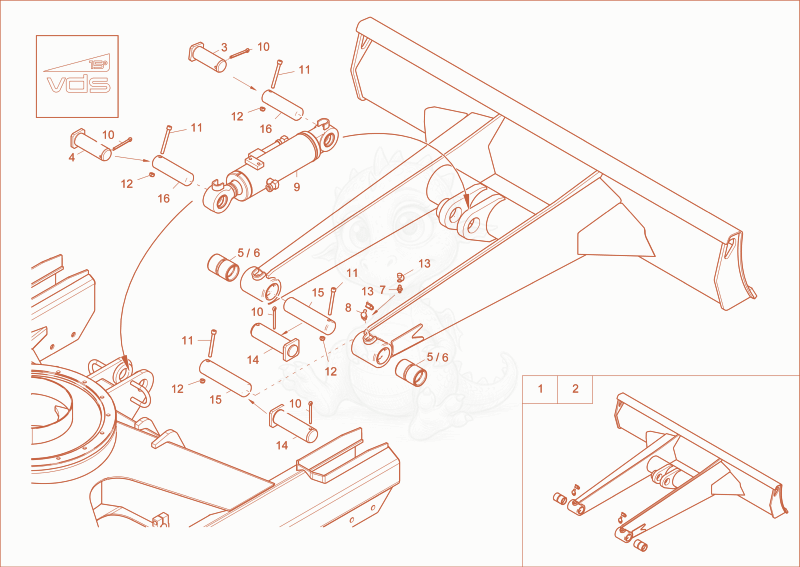 Exploded parts diagram of the blade cylinder (OPTION) of a Wacker Neuson EZ28, with numbered balloons