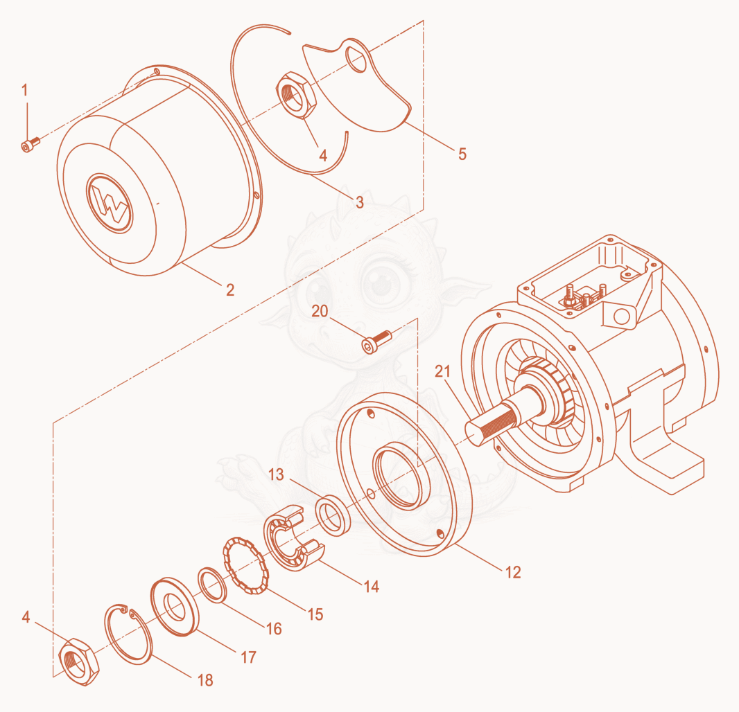 Exploded parts diagram of the External Vibrator cpl. of a Wacker Neuson AR52/3,6/240, with numbered balloons