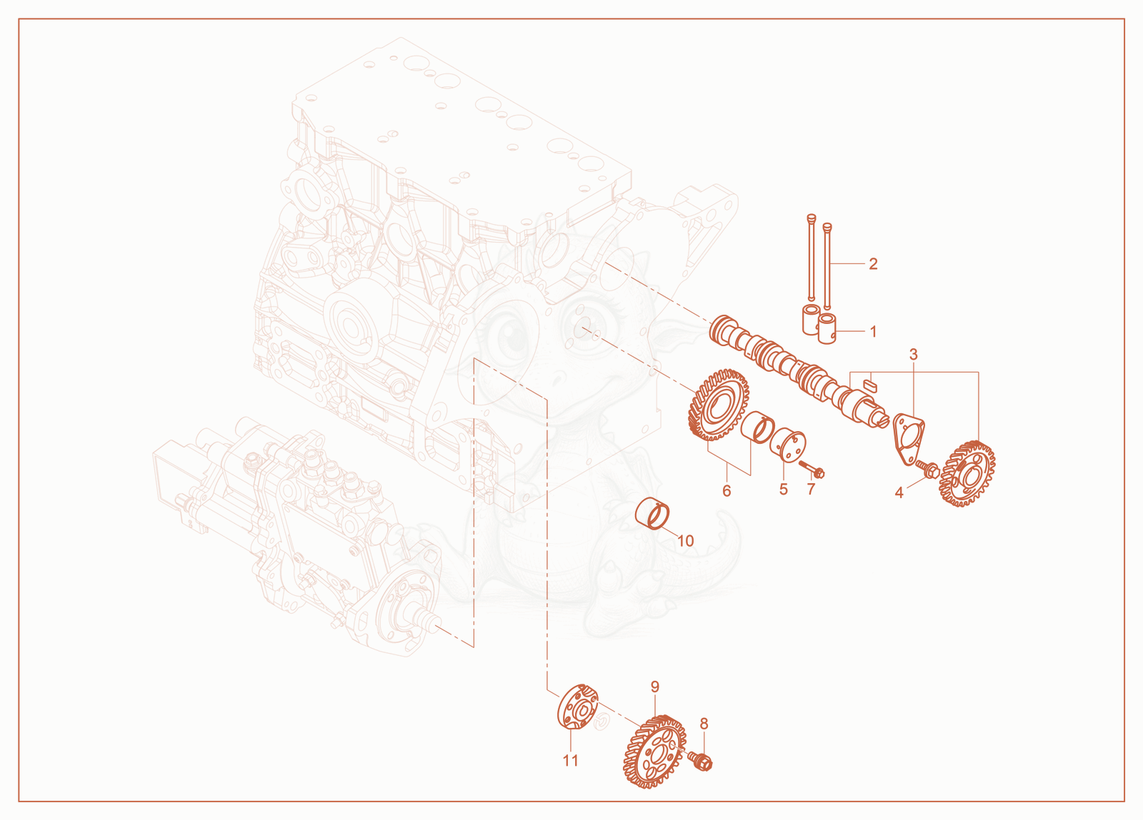 Exploded parts diagram of the Camshaft of a Wacker Neuson SM100, with numbered balloons