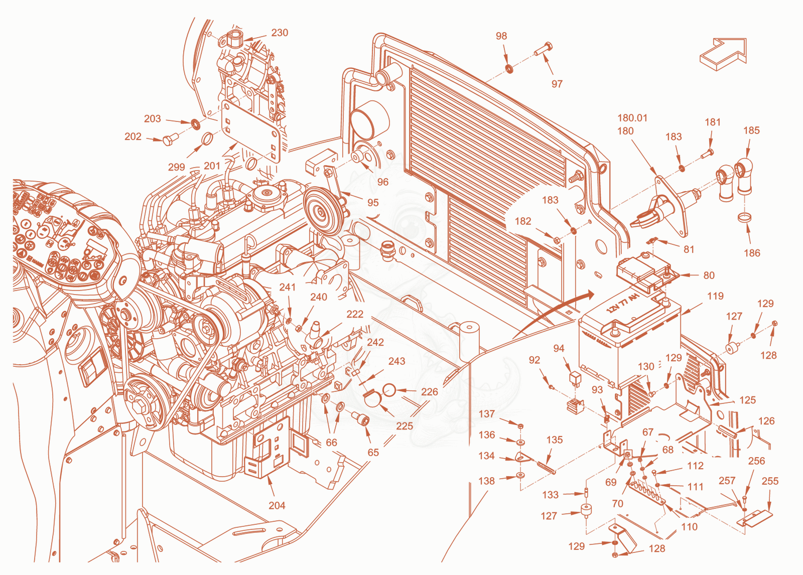 Exploded parts diagram of the electrical system of a Wacker Neuson RD18-100C.3, with numbered balloons