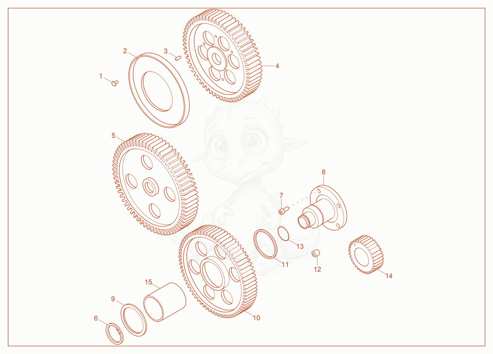 Exploded parts diagram of the Timing Gear of a Wacker Neuson G35, with numbered balloons