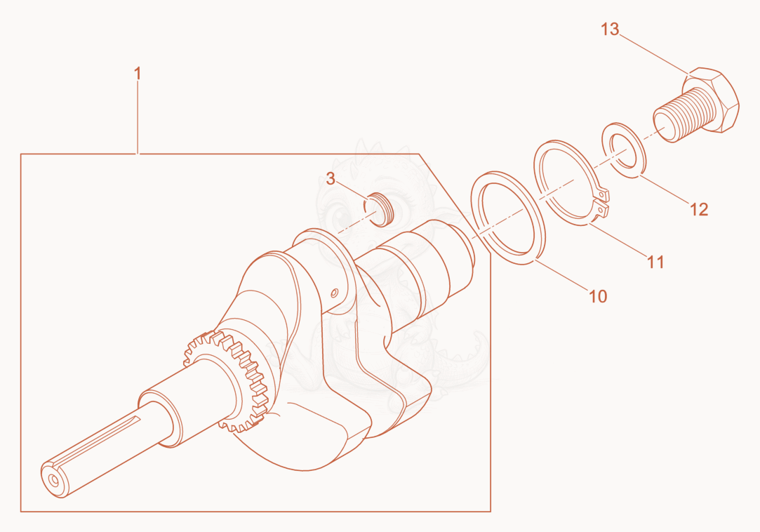 Exploded parts diagram of the Crankshaft of a Wacker Neuson DPU3750HTSUS, with numbered balloons
