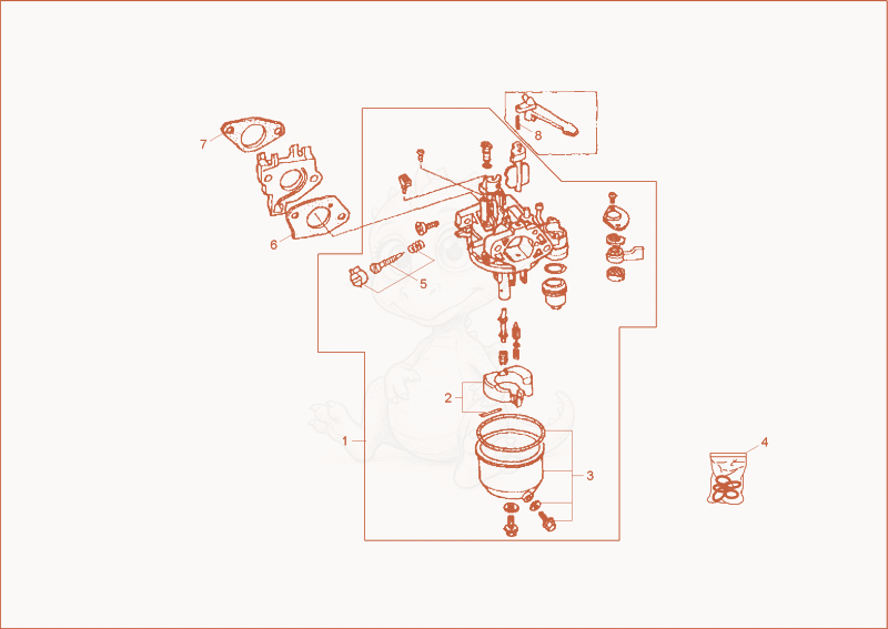 Exploded parts diagram of the CARBURETOR of a Wacker Neuson TD09, with numbered balloons