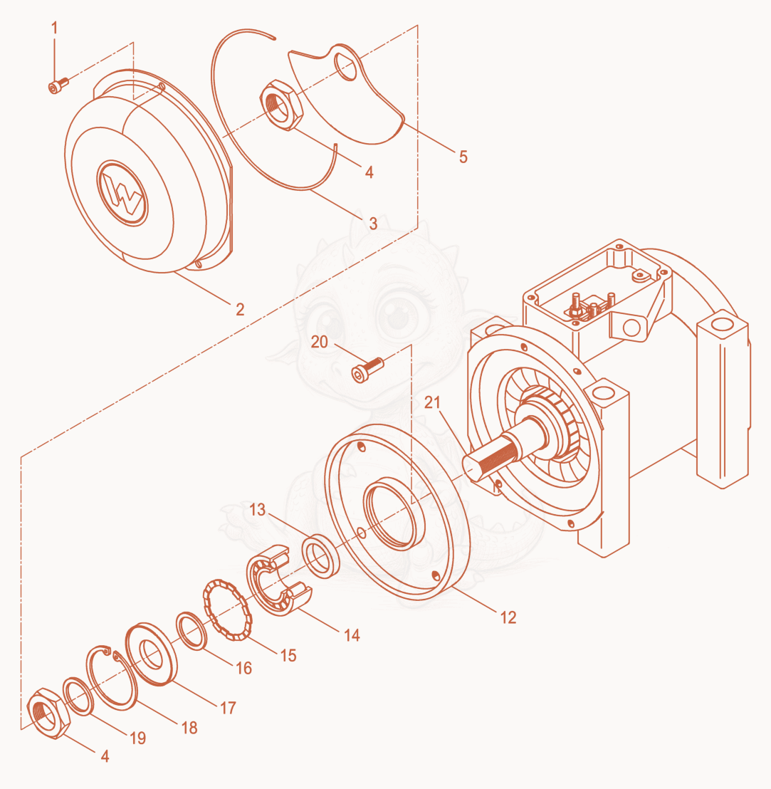 Exploded parts diagram of the External Vibrator cpl. of a Wacker Neuson AR54/5,4/250, with numbered balloons