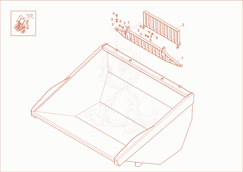 Exploded parts diagram of the protecting screen (Option) of a Wacker Neuson DW90, with numbered balloons