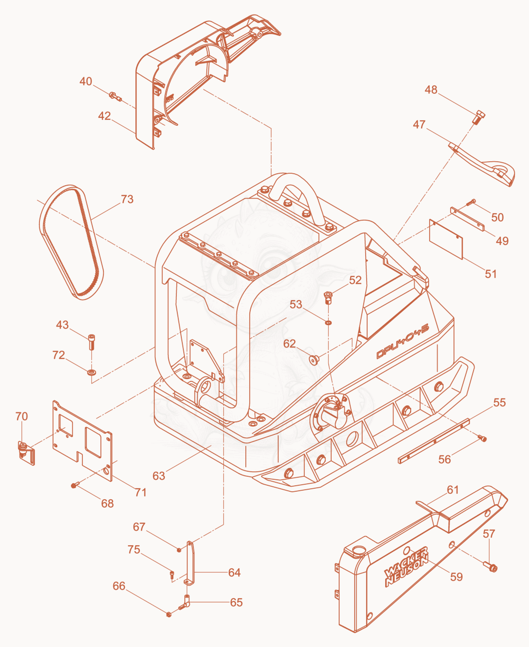Despiece del Vibratory Plate cpl. de una máquina Wacker Neuson DPU4045H, con globos numerados