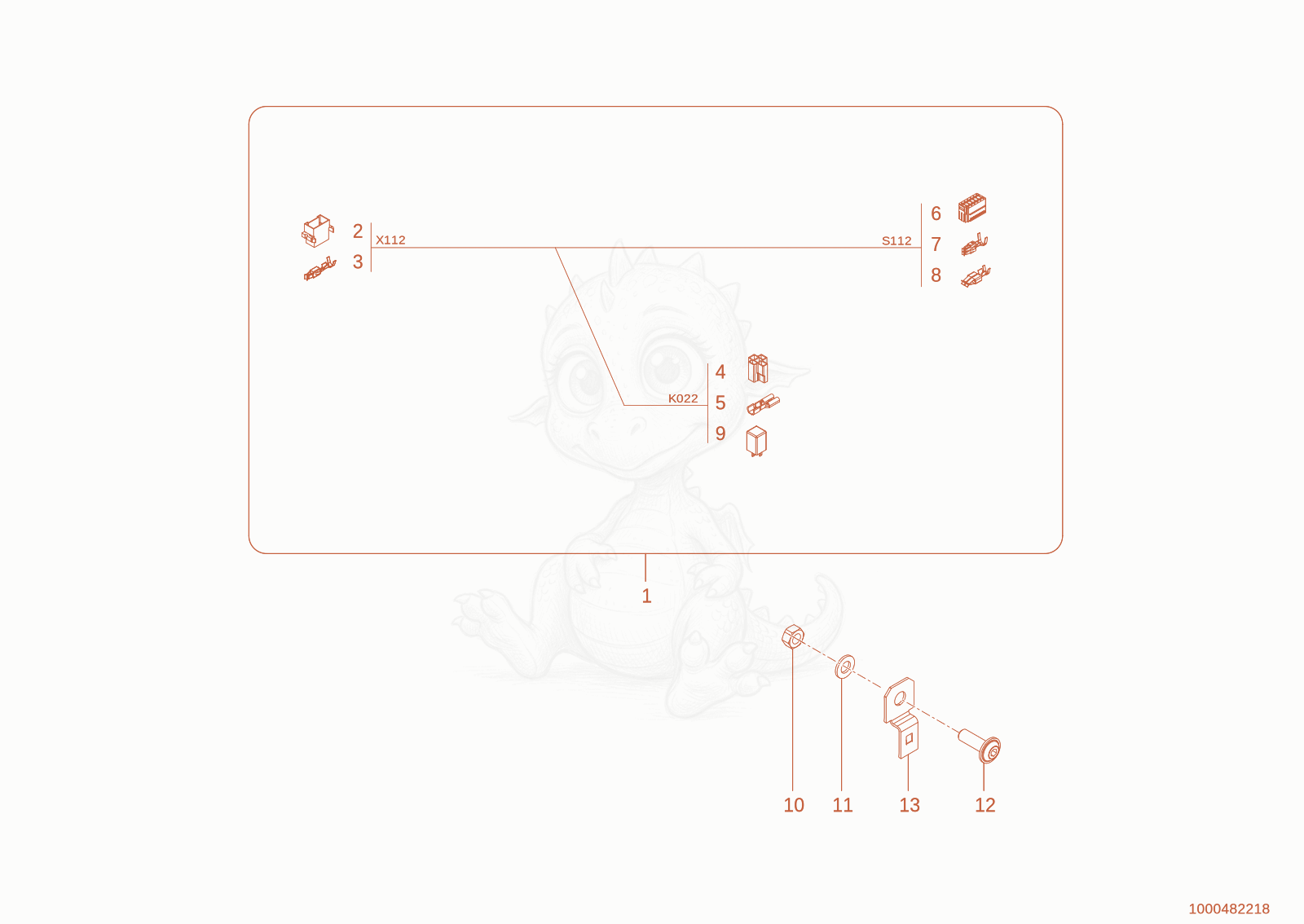 Exploded parts diagram of the wiring harness of a Wacker Neuson WL250(A02-01), with numbered balloons