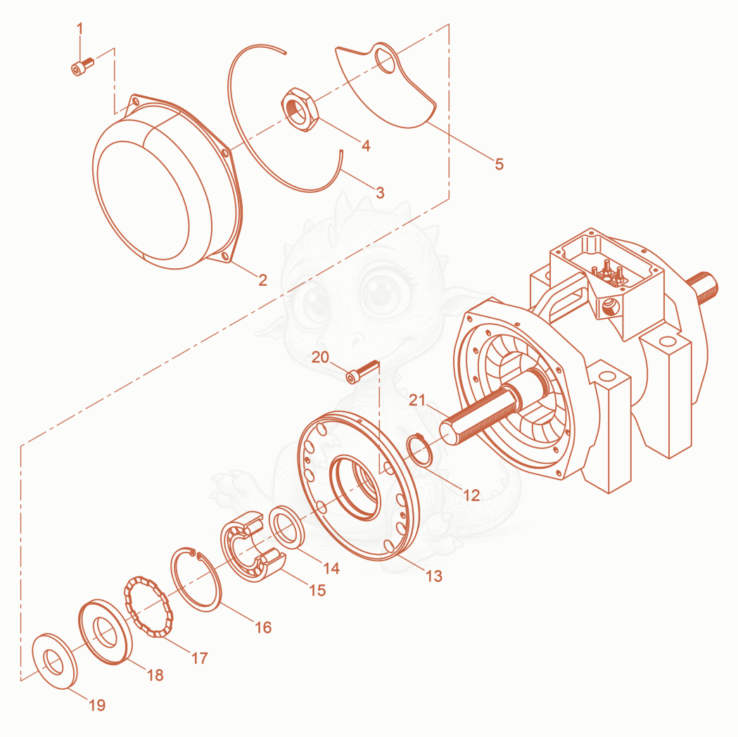 Despiece del External Vibrator cpl. de una máquina Wacker Neuson AR75/3/230V, con globos numerados