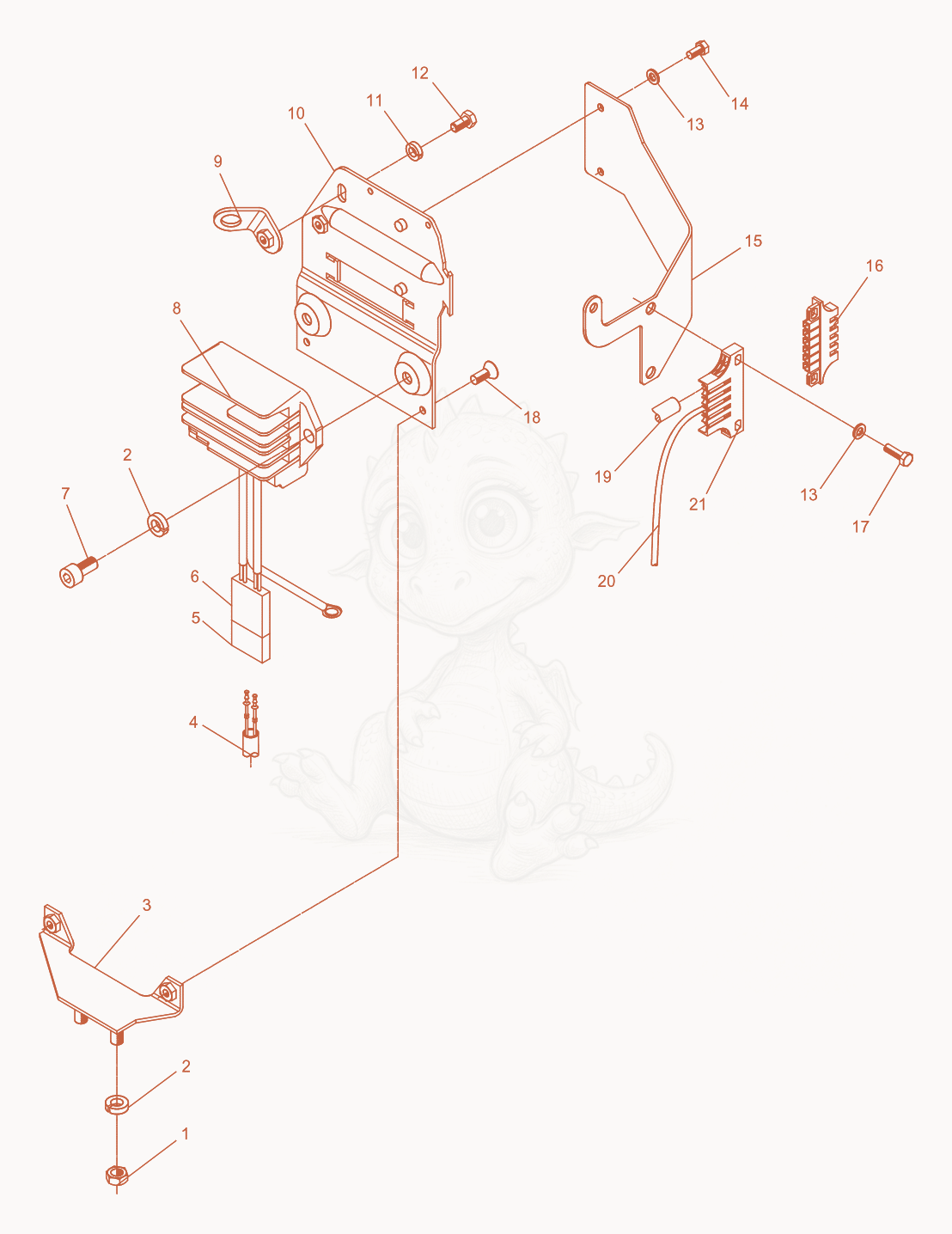 Despiece del Regulator de una máquina Wacker Neuson DPU6055, con globos numerados
