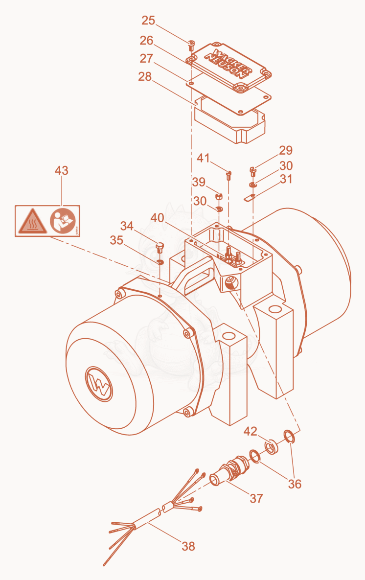 Despiece del External Vibrator cpl. de una máquina Wacker Neuson AR75/1,5/500, con globos numerados
