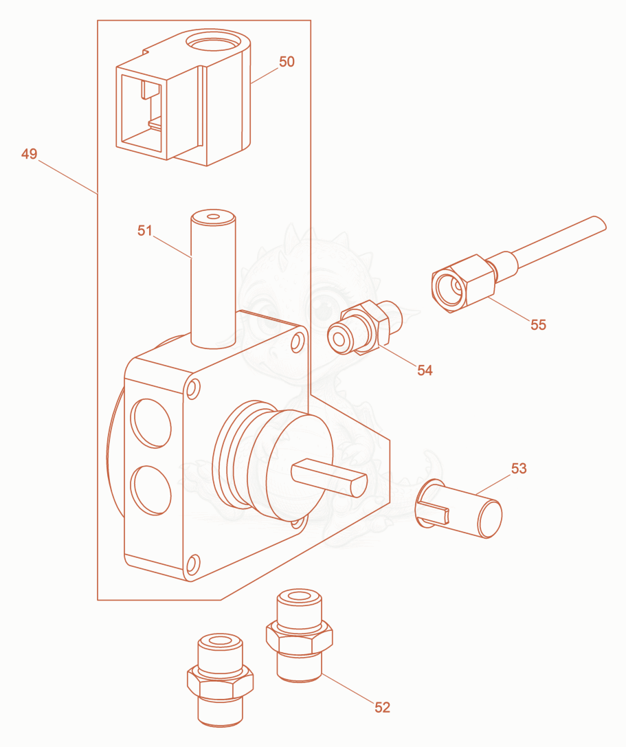 Exploded parts diagram of the Oil pump of a Wacker Neuson HD49, with numbered balloons