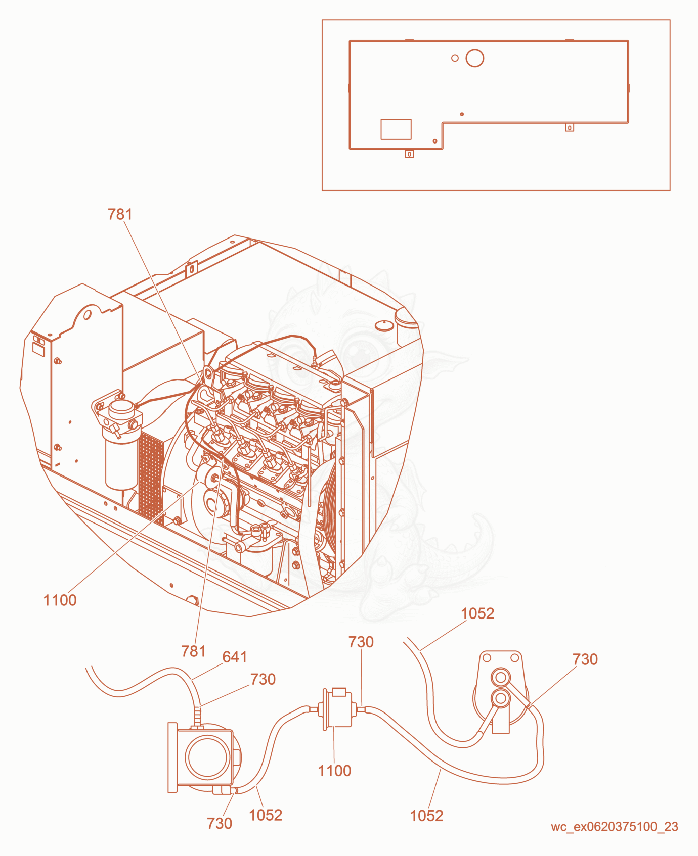 Exploded parts diagram of the Fuel Hose Routing of a Wacker Neuson LTW20Z1, with numbered balloons