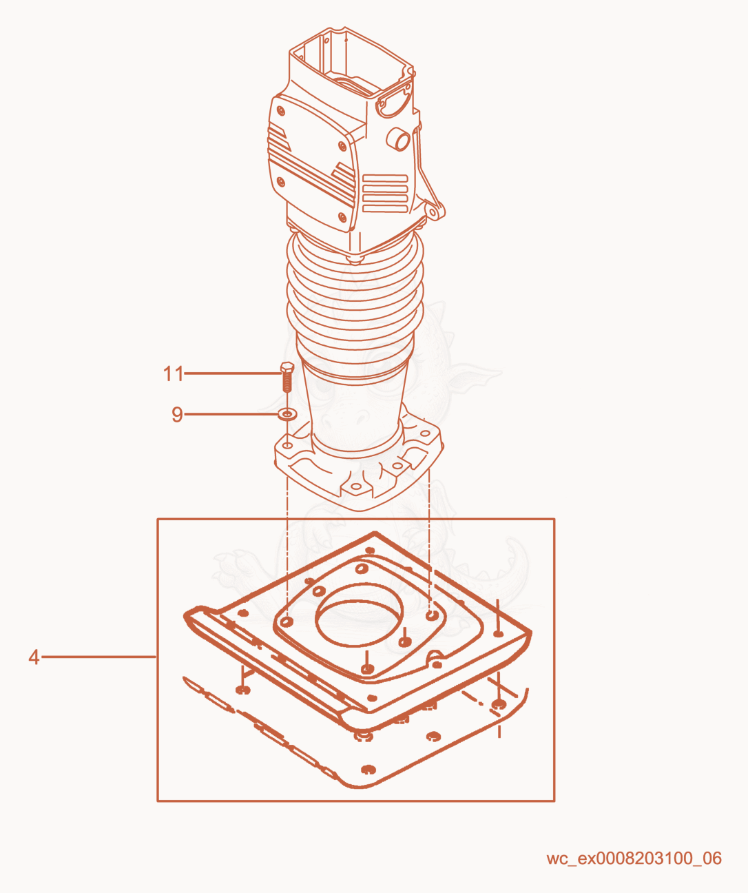 Exploded parts diagram of the Ramming Shoe Kit of a Wacker Neuson DS720, with numbered balloons