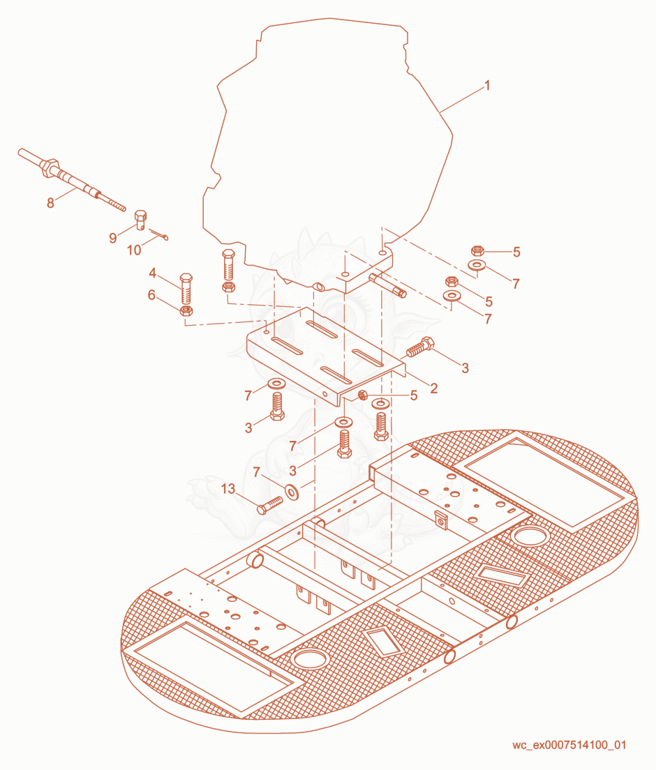 Exploded parts diagram of the Engine/Console of a Wacker Neuson CRT46KHO, with numbered balloons