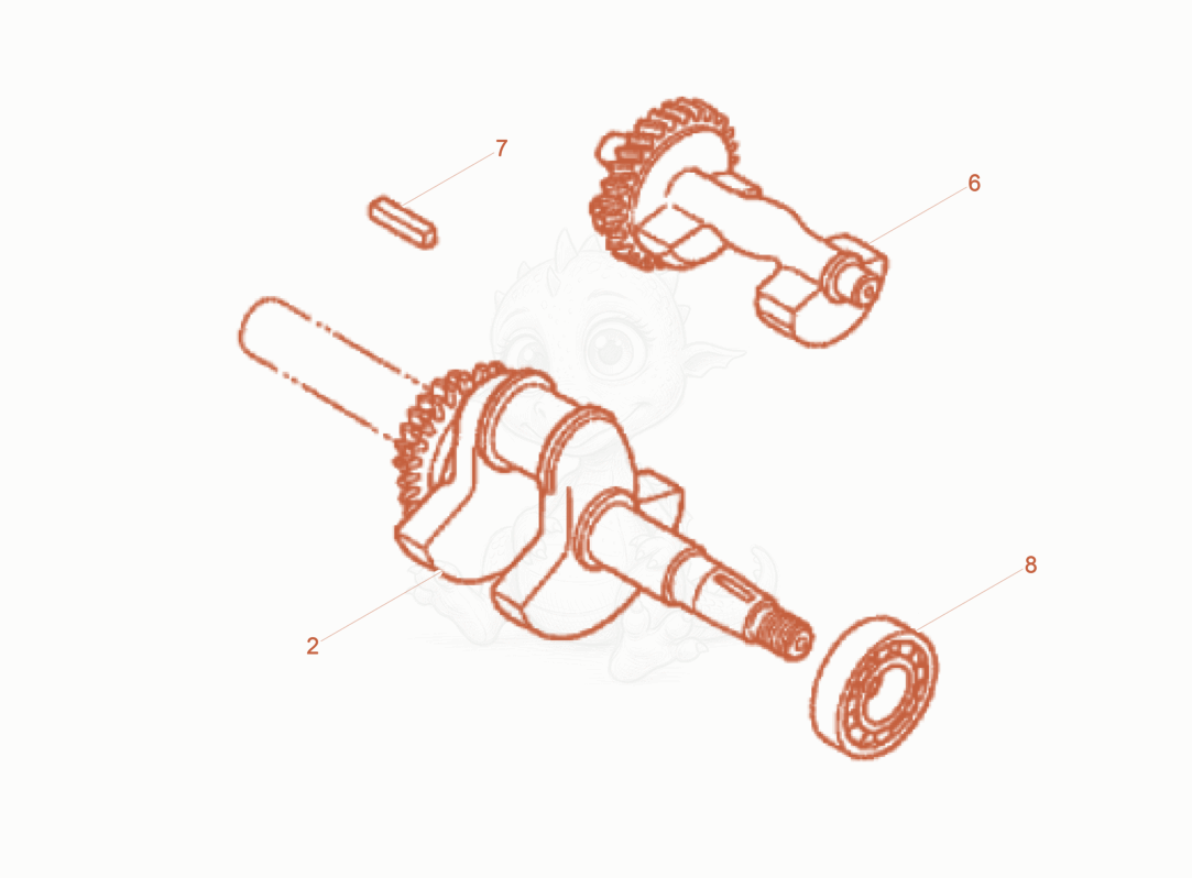 Exploded parts diagram of the Crankshaft of a Wacker Neuson BPU3750ATS, with numbered balloons