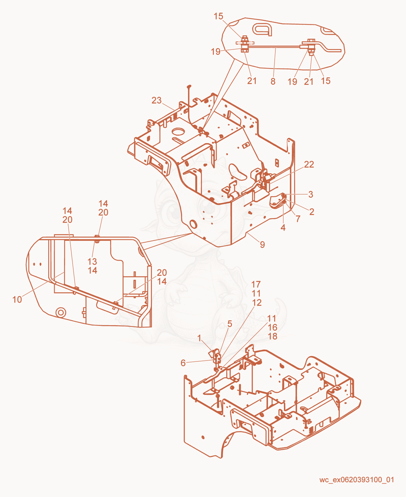 Exploded parts diagram of the Front Frame of a Wacker Neuson RD27-120, with numbered balloons
