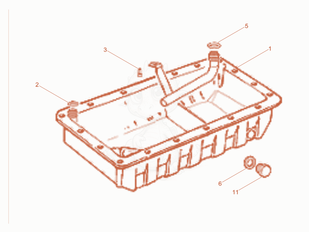 Exploded parts diagram of the Oil pan of a Wacker Neuson DPU110LEM970US, with numbered balloons