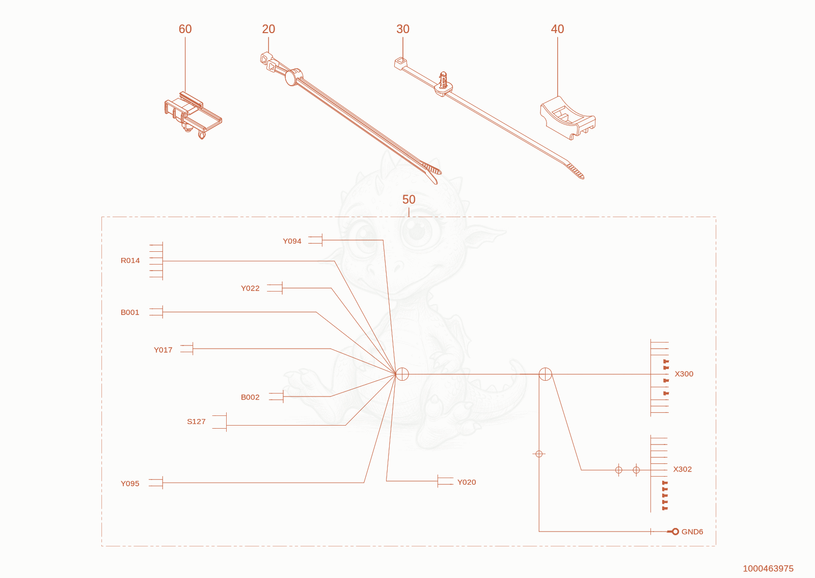 Exploded parts diagram of the wiring harness of a Wacker Neuson WL28(A01-01), with numbered balloons