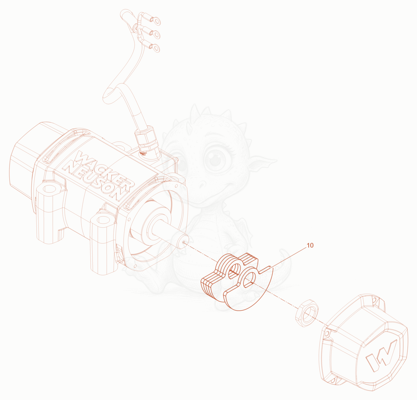 Exploded parts diagram of the Exciter of a Wacker Neuson WPKMAT, with numbered balloons