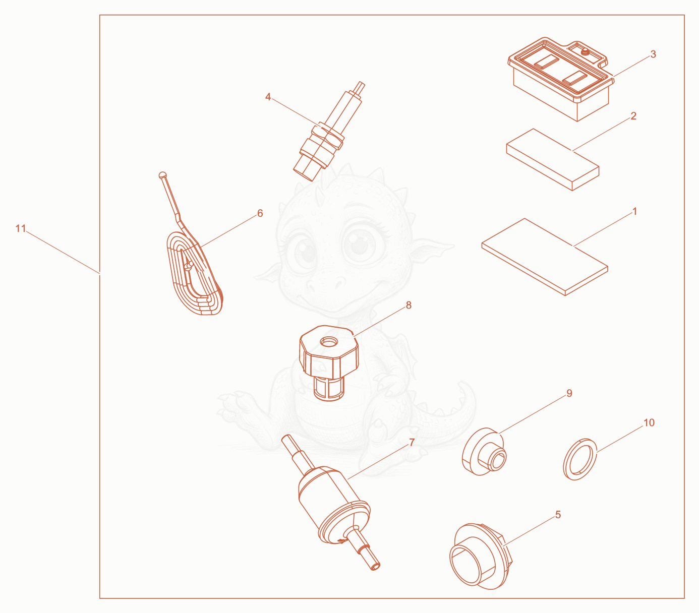 Exploded parts diagram of the Maintenance kit of a Wacker Neuson BS50-4AS11IN, with numbered balloons