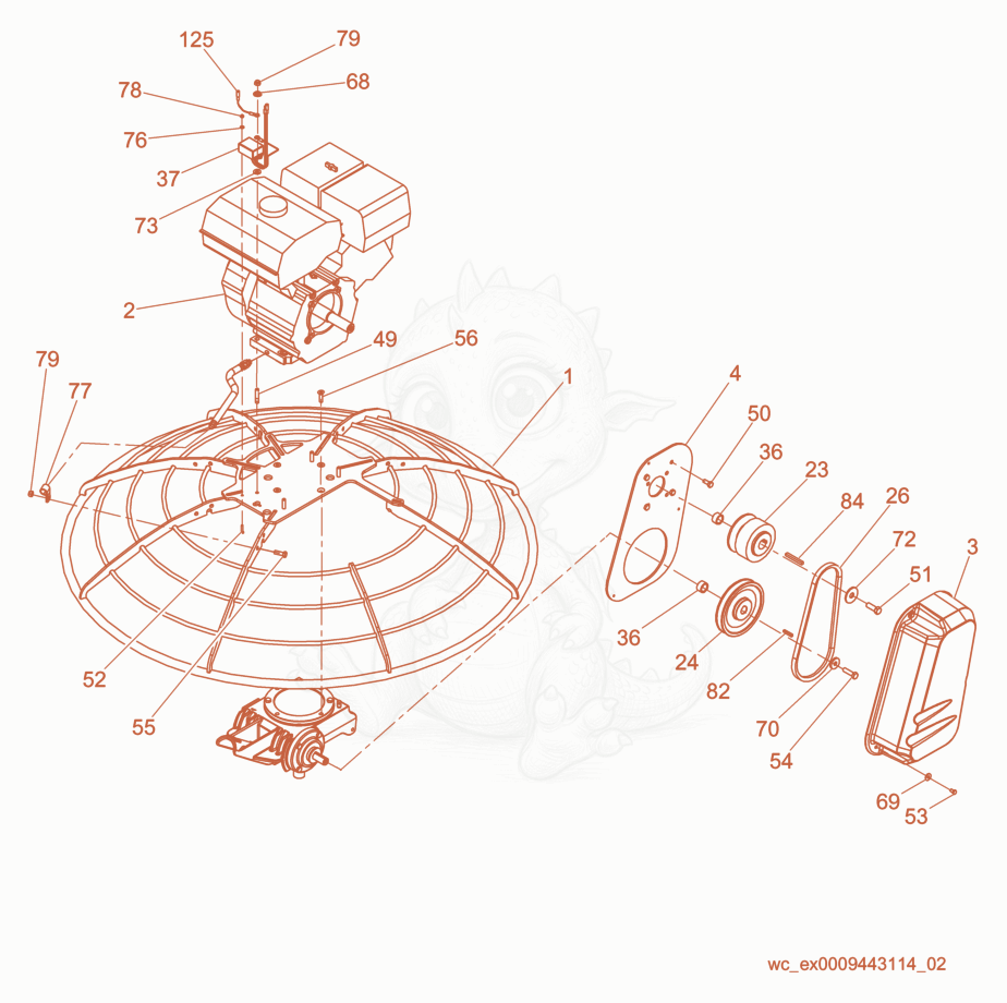 Exploded parts diagram of the Drive System of a Wacker Neuson CT36-6, with numbered balloons