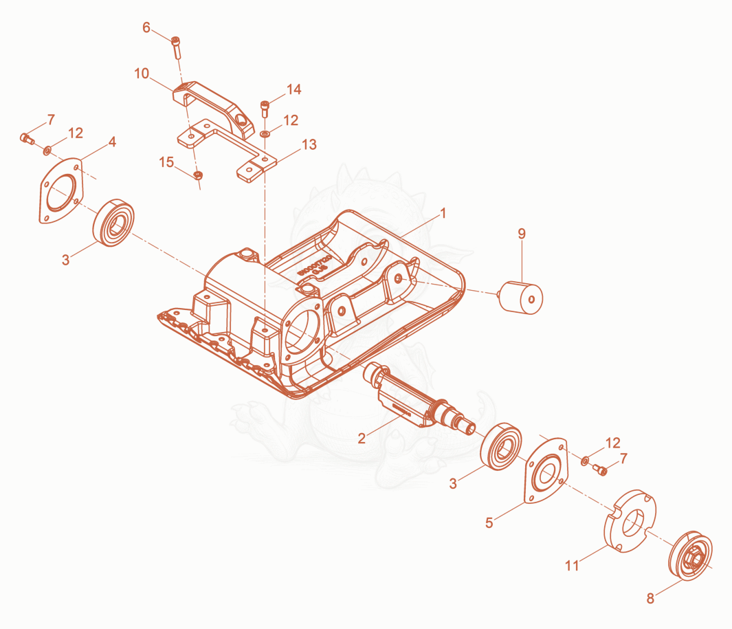 Exploded parts diagram of the Baseplate cpl. of a Wacker Neuson VP1030AW, with numbered balloons