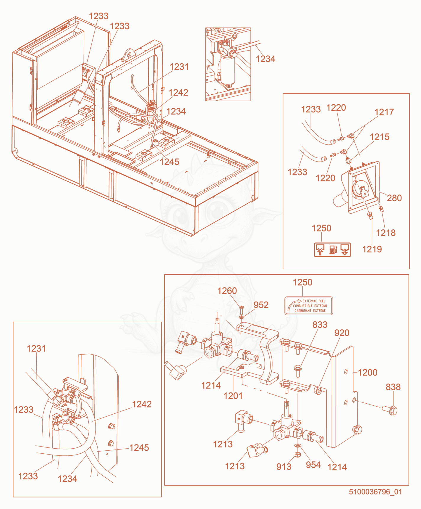 Exploded parts diagram of the Option-Fuel Quick Disconnect of a Wacker Neuson G150, with numbered balloons