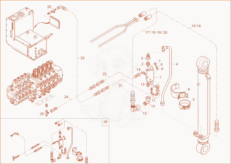 Exploded parts diagram of the HOSE BURST PROTECTION (Option) of a Wacker Neuson 9503, with numbered balloons