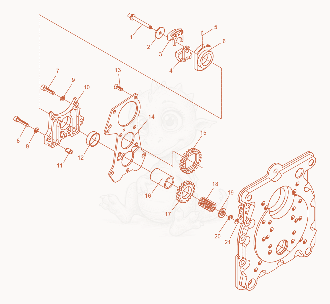 Exploded parts diagram of the Centrifugal Weight-Bearing Flange of a Wacker Neuson DPU5045H, with numbered balloons