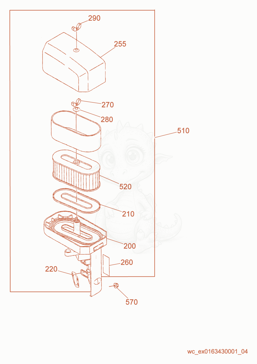 Exploded parts diagram of the Air Cleaner cpl. of a Wacker Neuson CT36-9, with numbered balloons