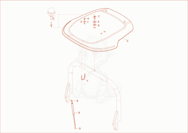 Despiece del Steering Cylinder Guard (Option) de una máquina Wacker Neuson DW90, con globos numerados