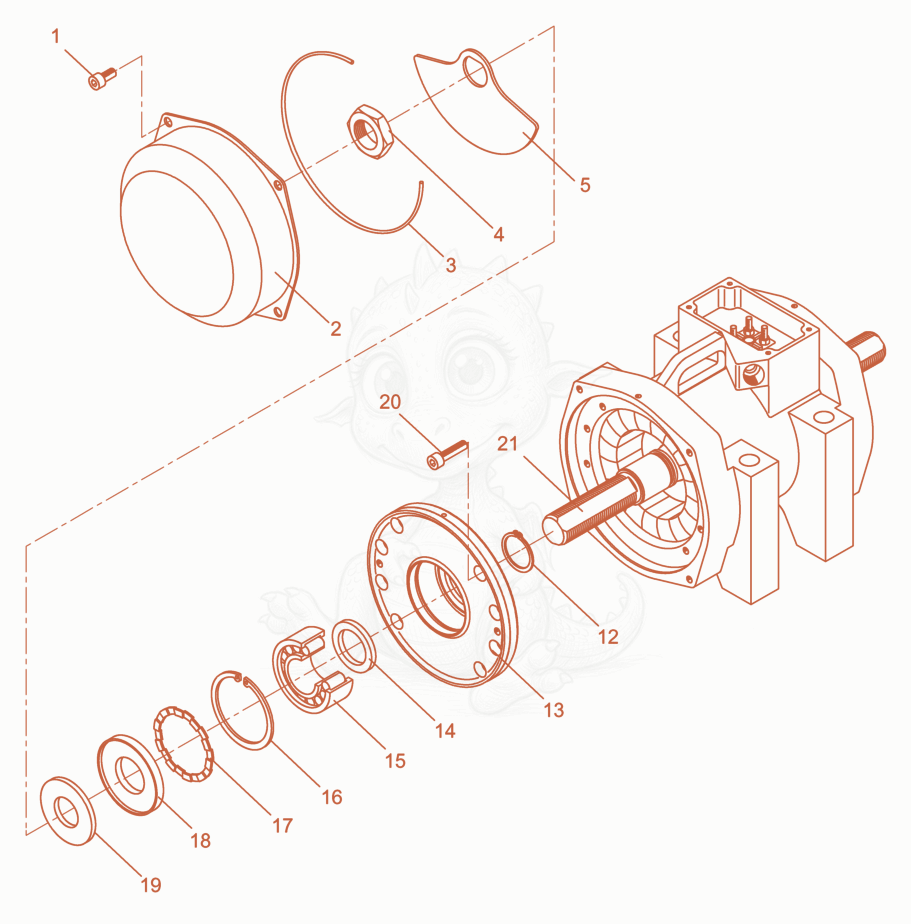 Exploded parts diagram of the External Vibrator cpl. of a Wacker Neuson AR75/1,8/440, with numbered balloons