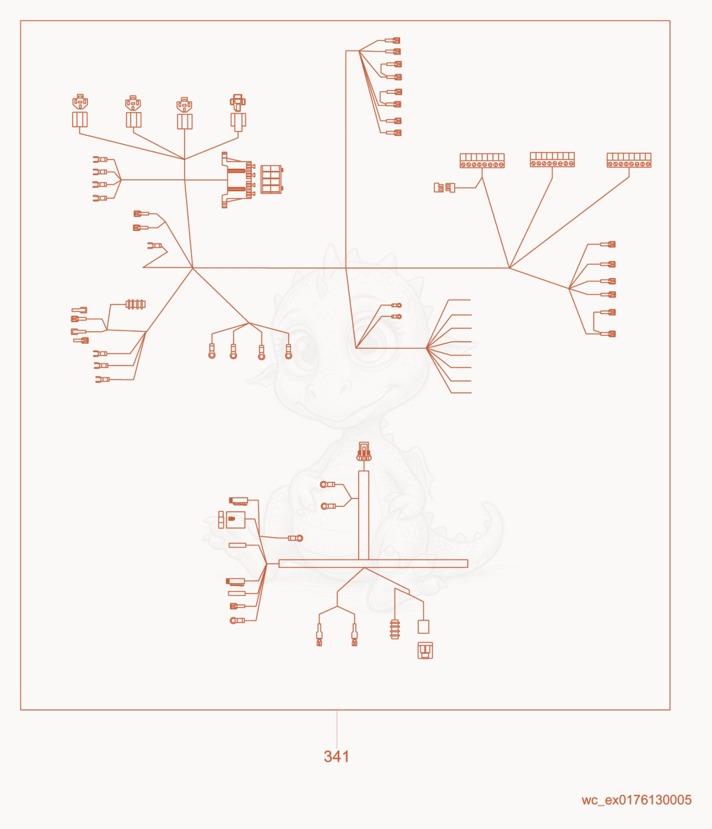 Exploded parts diagram of the DC Wiring Harness of a Wacker Neuson G25, with numbered balloons