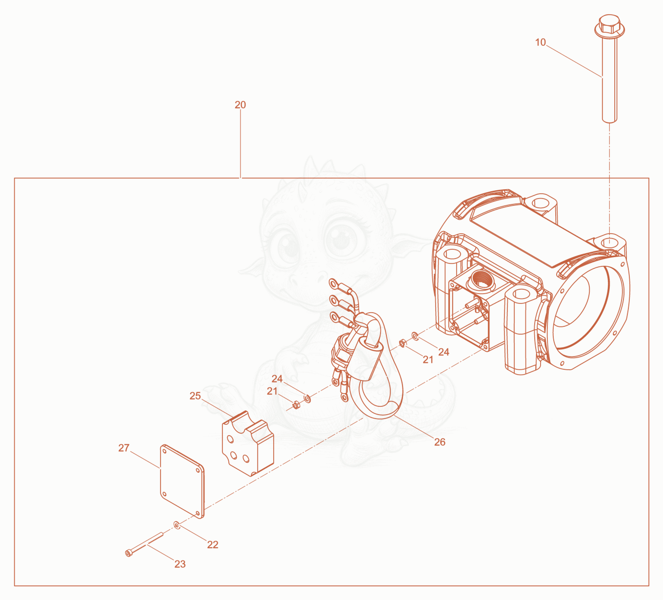 Exploded parts diagram of the Exciter of a Wacker Neuson APS2050E, with numbered balloons